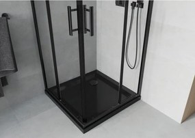 Mexen Rio štvorcová sprchová kabína 70 x 70 cm, 6mm číre sklo, čierny profil + čierna sprchová vanička, 860-070-070-70-00-4070B