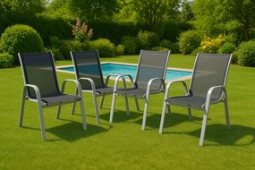 Garthen 29331 Sada 4 x záhradná stolička stohovateľná - s vysokým operadlom