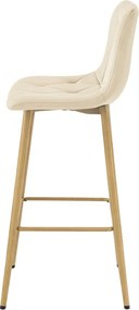 Barová stolička NADO zamatová, svetlobéžová / hnedá