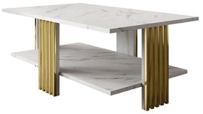 KONFERENČNÝ STOLÍK CHARLES BIELY MRAMOR + ZLATÝ