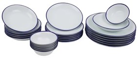 Jedálenská súprava 24 ks biela/modrá/porcelán