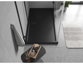 Mexen, Mexen Flow obdĺžniková sprchová vanička slim 140 x 90 cm, čierna matná, 46R709014