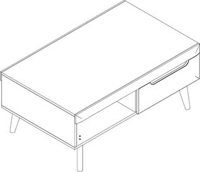 Konferenčný stolík so zásuvkami Nordi, dub riviera/biela lesk