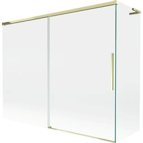 Mexen Rox, L posuvná 2-krídlová vaňová zástena 190 + 80 x 150 cm, 8mm číre sklo, zlatý lesklý profil, 8C9L-190-080-50-00