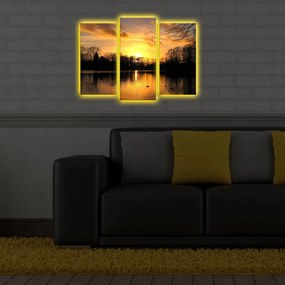 Viacdielny obraz s LED osvetlením VÝCHOD SLNKA 66 x 45 cm