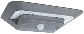 LUTEC Vonkajšie LED solárne nástenné svietidlo so senzorom GHOST, 2,4 W, denné biele svetlo, IP44, striebo