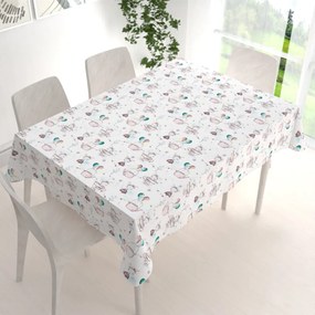 Biante Detský bavlnený obdĺžnikový obrus Sandra SA-372 Myšky a konvičky na bielom 50x100 cm