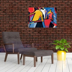 Sklenený obraz - Abstrakcia mužov (70x50 cm)