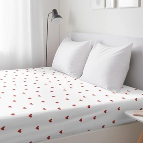 Goldea bavlnená napínacia plachta - červené srdiečka na bielom 200 x 200 cm
