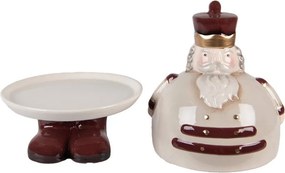 Béžový keramický podnos s poklopom Luskáčik ChrisMs - Ø 17*25 cm