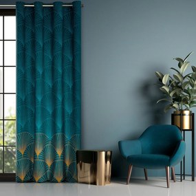 ZATEMŇOVACÍ ZÁVES NA KRÚŽKOCH LIMITED COLLECTION LOTOS 140X250 CM TYRKYSOVÁ