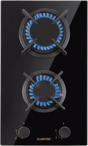 Klarstein Goldflame Domino, plynová varná doska, 2 mosadzné horáky, sklokeramika