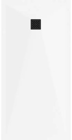 Mexen Stone+, obdĺžniková vanička z minerálneho kompozitu 180 x 70 cm, biela, čierna krytka, 44107018-B