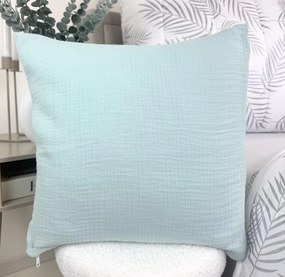 Mušelínová obliečka na vankúš 40x40 cm – svetlá mentolová, 100% bavlna, dvojvrstvový priedušný mušelín