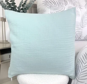 Mušelínová obliečka na vankúš 40x40 cm – svetlá mentolová, 100% bavlna, dvojvrstvový priedušný mušelín