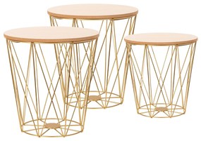 Tutumi Tutumi, set troch okrúhlych kávových stolíkov 3ks SG94-929, zlatá, KRZ-08784