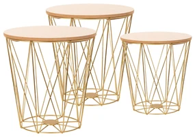 Tutumi Tutumi, set troch okrúhlych kávových stolíkov 3ks SG94-929, zlatá, KRZ-08784