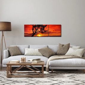 Obraz - Západ slnka (s hodinami) (90x30 cm)