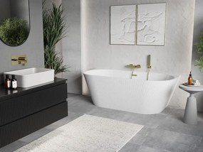 Mexen Oris, voľne stojaca ryhovaná vaňa 170 x 80 cm, biela lesklá, zlatý lesklý prepad, 52871708000-50