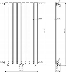 Gamma Vertical, vykurovacie teleso 600x1100 mm, 737 W, čierna matná, GMA-VERT-11060-BK