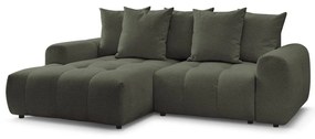 Khaki ženilková rozkladacia/s úložným priestorom rohová pohovka (ľavý roh/s leňoškou) Roxelane – Bobochic Paris