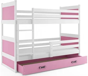 Interbeds Rico poschodová posteľ 190cm x 80cm borovicové drevo bielo-ružová