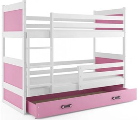 Interbeds Rico poschodová posteľ 200cm x 90cm borovicové drevo bielo-ružová