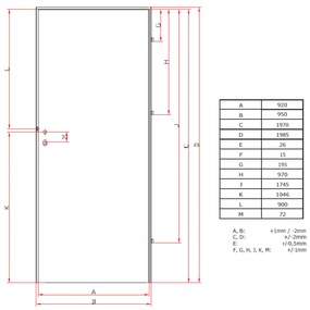 Plechové dvere 90, pravé, pozinkované