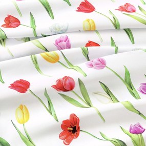 Goldea teflónová látka na obrusy - farebné tulipány 160 cm