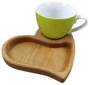 AMADEA Drevená miska srdca s hrnčekom, masívne drevo, rozmer 17 x 15,5 cm, český výrobok