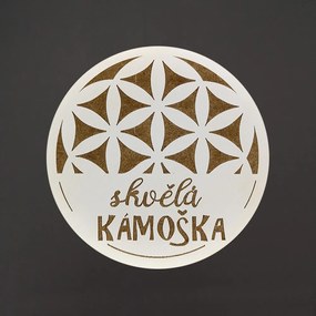 AMADEA Drevený podtácok okrúhly text "skvelá kamoška", priemer 10,5 cm, český výrobok