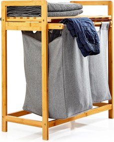 Blumfeldt Regál na bielizeň, 2 odnímateľné vrecia, bambus, pevná bavlna