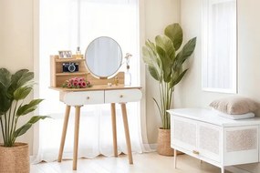 Toaletný stolík NORDIC WOOD naturálny / biely PHO7865