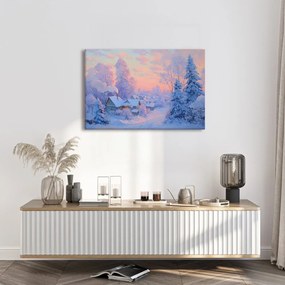 Obraz vianočná dedinka za súmraku