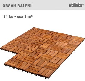 STILISTA drevené dlaždice, mozaika 4 x 3, agát, 2 m², 22 ks