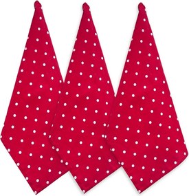 ARÔME HOME Sada 3 ks - Utierka 50*70 cm, červená s bielymi bodkami