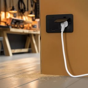 Solight 5B323B - Vonkajšia vstavaná podlahová dvojzásuvka IP55 čierna obdĺžnikový