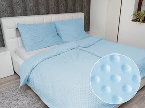 Biante Hrejivé posteľné obliečky Minky 3D bodky MKP-008 Nebeské modré Predĺžené 140x220 a 70x90 cm