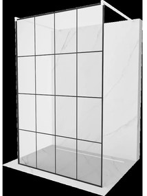 Mexen Kioto voľne stojaca sprchová stena 140 x 200 cm, transparentnéné/čierny vzor 8 mm, biela - 800-140-002-20-77