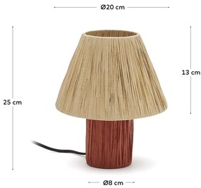 Stolová lampa v prírodnej a terakotovej farbe (výška 25 cm) Pulmi – Kave Home