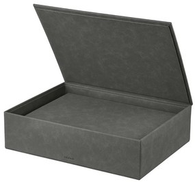 Antracitové úložné boxy v súprave 2 ks s vekom/dekoratívne z umelej kože 40x30x11 cm Sahla – Blomus
