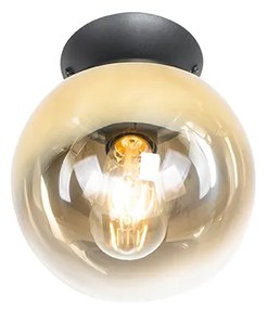 Stropné svietidlo Art Deco čierne so zlatým sklom - pallon