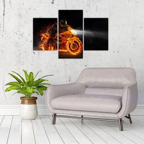 Obraz - Motorkár s plameňmi (90x60 cm)
