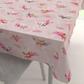 Biante Detský bavlnený obdĺžnikový obrus Sandra SA-650 Psí superhrdinovia na staroružovom 100x160 cm