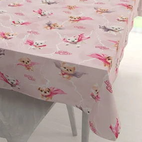 Biante Detský bavlnený obdĺžnikový obrus Sandra SA-650 Psí superhrdinovia na staroružovom 50x100 cm