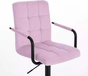 LuxuryForm DESIGN Barová stolička VERONA BLACK VELUR na čiernom tanieri - levanduľová