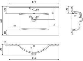 Mexen Atena, umývadlo na zapustenie do dosky 81 x 46 cm, biela lesklá, 25018000