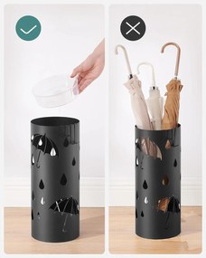 Stojan na dáždniky, oceľový, 17 x 41 cm, čierny