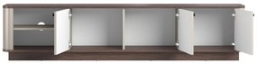 TV skrinka Vesper 3D 187 cm na sokli - kašmír / orech / čierne úchytky