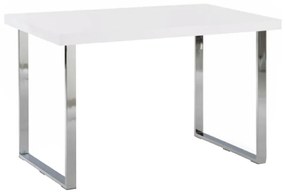 Tempo Kondela Jedálenský stôl, biela HG + chróm, 130x80 cm, TALOS